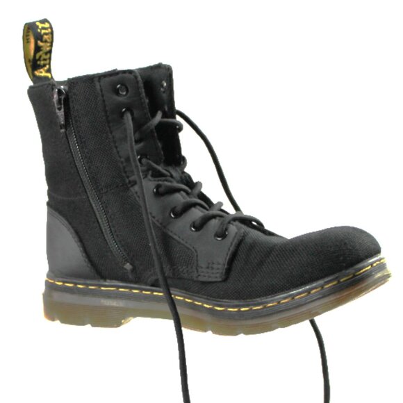 Dr. Martens Combs Black Canvas Leather Styling Lace-Up Combat Moto Boot,… - Picture 5 of 11